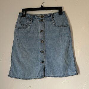 Liz Claiborne Liz Wear Vintage 90s Denim Button Front A-Line Skirt Size 8